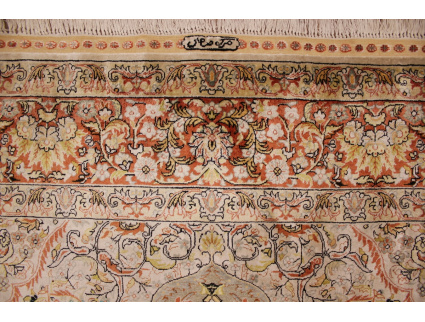 China silk carpet Hereke 144x102 cm Silver Relief