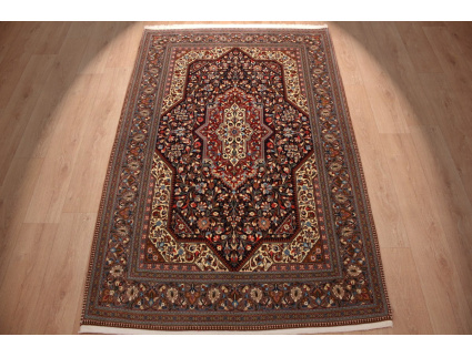 Persian carpet "Ghom" virgin wool 224x144 cm Dark blue