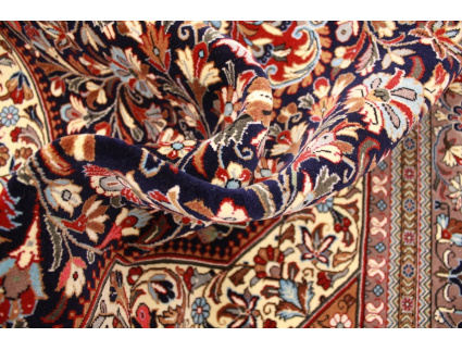 Persian carpet "Ghom" virgin wool 224x144 cm Dark blue