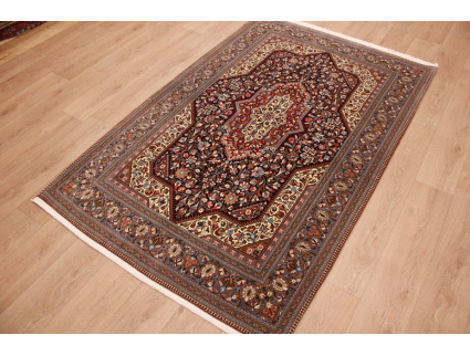 Persian carpet "Ghom" virgin wool 224x144 cm Dark blue