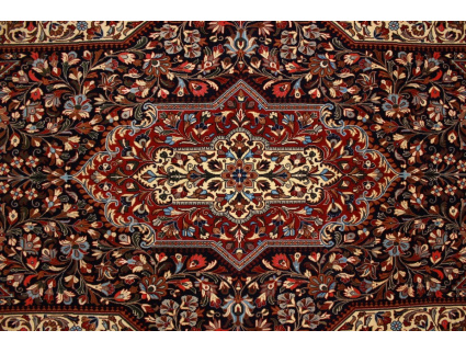 Persian carpet "Ghom" virgin wool 224x144 cm Dark blue