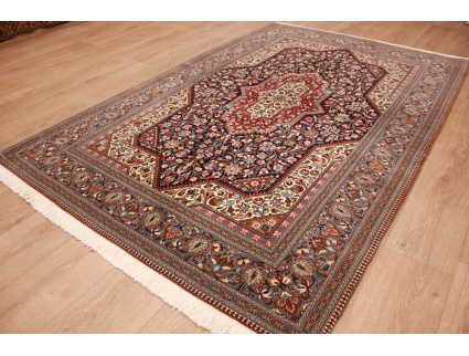 Persian carpet "Ghom" virgin wool 224x144 cm Dark blue