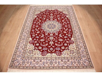 Persian carpet "Nain" 6la with Silk 232x157 cm Red