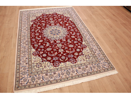 Persian carpet "Nain" 6la with Silk 232x157 cm Red