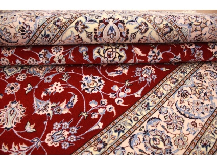 Persian carpet "Nain" 6la with Silk 232x157 cm Red