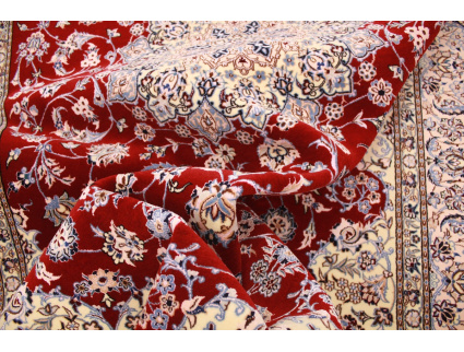 Persian carpet "Nain" 6la with Silk 232x157 cm Red