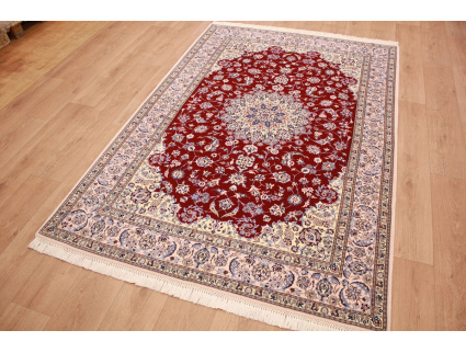 Persian carpet "Nain" 6la with Silk 232x157 cm Red