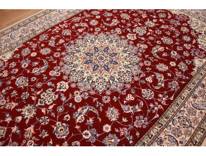 Persian carpet "Nain" 6la with Silk 232x157 cm Red