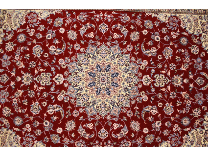 Persian carpet "Nain" 6la with Silk 232x157 cm Red