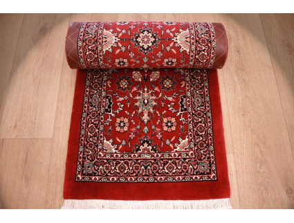 Persian carpet Bijar with silk 200x50 cm Red