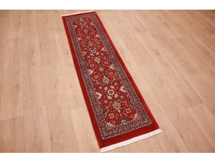 Persian carpet Bijar with silk 200x50 cm Red