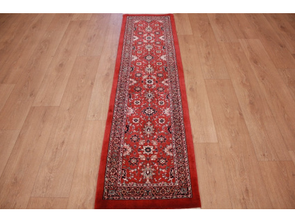 Persian carpet Bijar with silk 200x50 cm Red