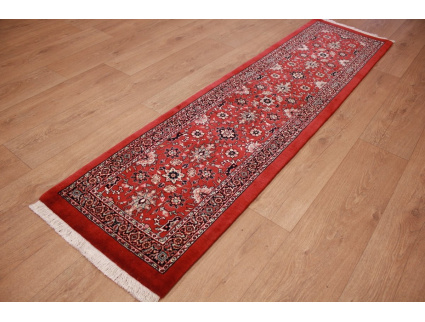 Persian carpet Bijar with silk 200x50 cm Red