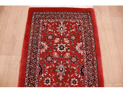 Persian carpet Bijar with silk 200x50 cm Red