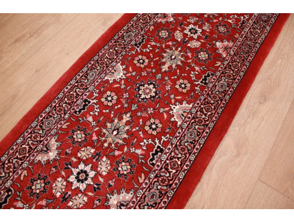 Persian carpet Bijar with silk 200x50 cm Red