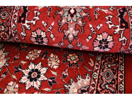 Persian carpet Bijar with silk 200x50 cm Red