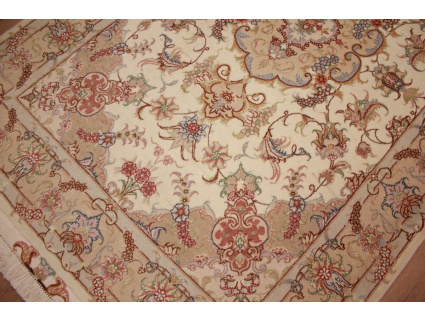 Persian carpet Tabriz with Silk 163x98 cm Beige