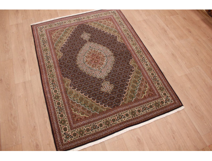 Persian carpet Tabriz mahi with Silk 207x153 cm Black