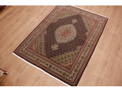 Persian carpet Tabriz mahi with Silk 207x153 cm Black