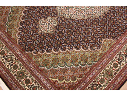 Persian carpet Tabriz mahi with Silk 207x153 cm Black