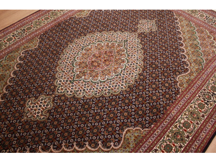 Persian carpet Tabriz mahi with Silk 207x153 cm Black