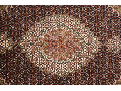 Persian carpet Tabriz mahi with Silk 207x153 cm Black