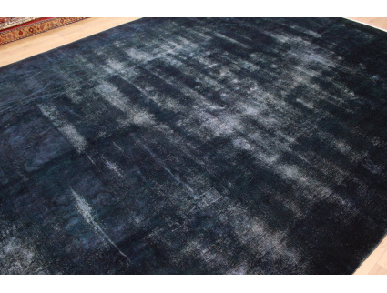 "Vintage" carpet modern used look overdyed Blue 398x304 cm