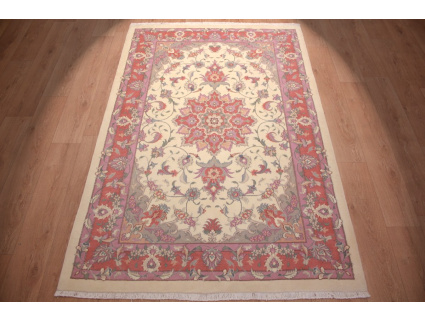 Persian carpet Tabriz with Silk 229x149 cm Beige