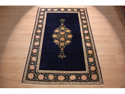 Persian carpet Ghom virgin wool 210x134 cm Dark blue