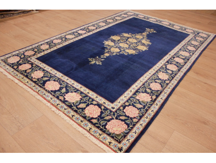 Persian carpet Ghom virgin wool 210x134 cm Dark blue