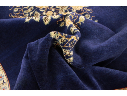 Persian carpet Ghom virgin wool 210x134 cm Dark blue