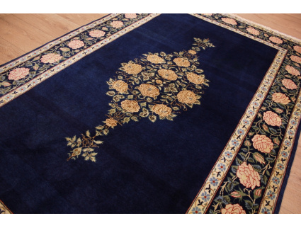 Persian carpet Ghom virgin wool 210x134 cm Dark blue