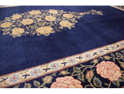 Persian carpet Ghom virgin wool 210x134 cm Dark blue