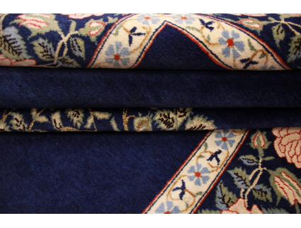 Persian carpet Ghom virgin wool 210x134 cm Dark blue