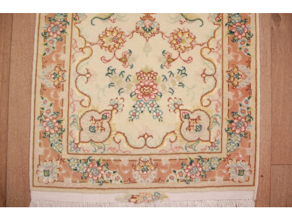 Persian carpet Tabriz Runner with Silk 152x50 cm Beige