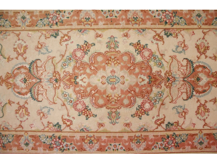 Persian carpet Tabriz Runner with Silk 152x50 cm Beige