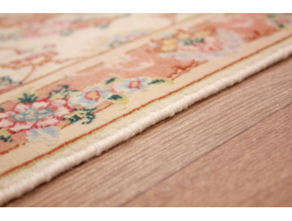 Persian carpet Tabriz Runner with Silk 152x50 cm Beige