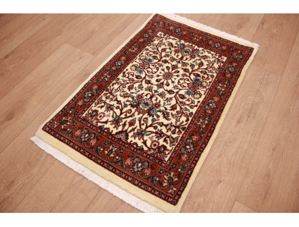 Persian carpet Bijar with Silk 90x58 cm Beige