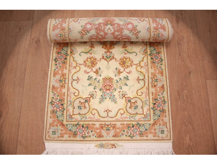 Persian carpet Tabriz Runner with Silk 151x51 cm Beige