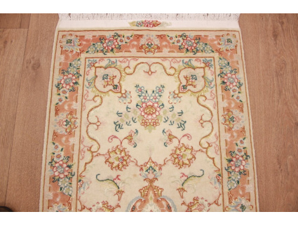 Persian carpet Tabriz Runner with Silk 151x51 cm Beige