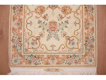 Persian carpet Tabriz Runner with Silk 151x51 cm Beige