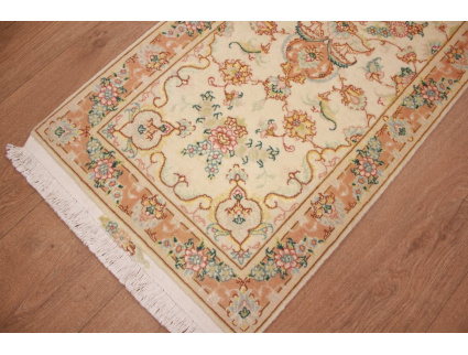 Persian carpet Tabriz Runner with Silk 151x51 cm Beige