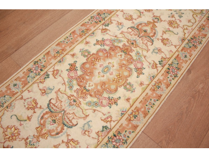 Persian carpet Tabriz Runner with Silk 151x51 cm Beige