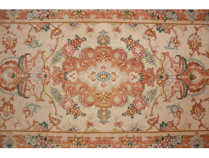 Persian carpet Tabriz Runner with Silk 151x51 cm Beige