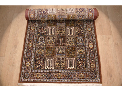 Persian carpet Runner Ghom Wool 208x83 cm Brown