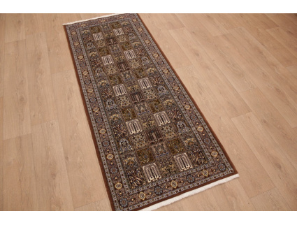 Persian carpet Runner Ghom Wool 208x83 cm Brown