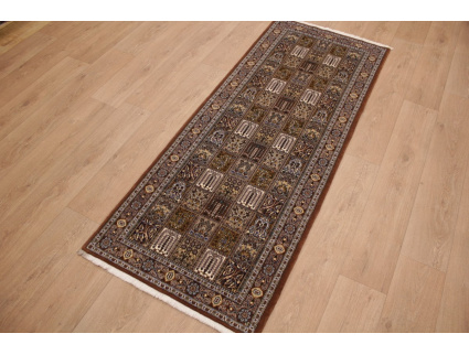 Persian carpet Runner Ghom Wool 208x83 cm Brown