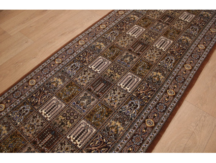 Persian carpet Runner Ghom Wool 208x83 cm Brown