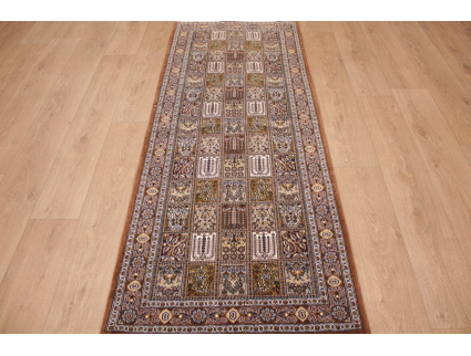 Persian carpet Runner Ghom Wool 208x83 cm Brown