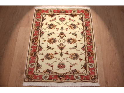 Tabriz Persian carpet  with Silk 78x60 cm Beige